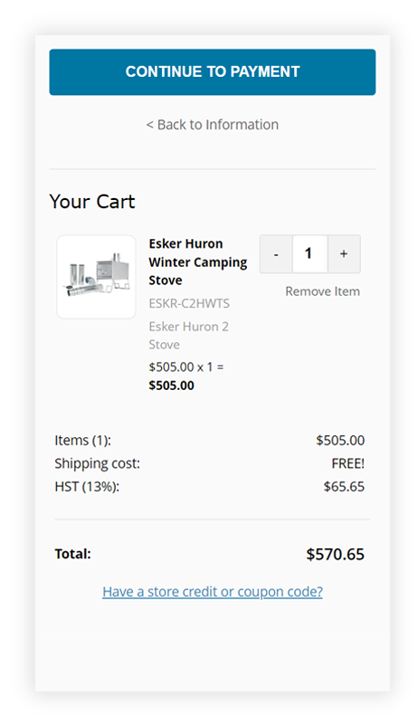 Affirm Step 1 - Fill Your Cart